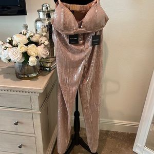 JLUXLABEL tan sequins pants & Bralette🔥🔥